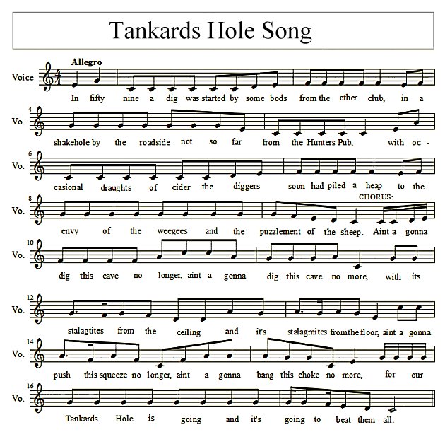 Score of The Tankard Hole Song