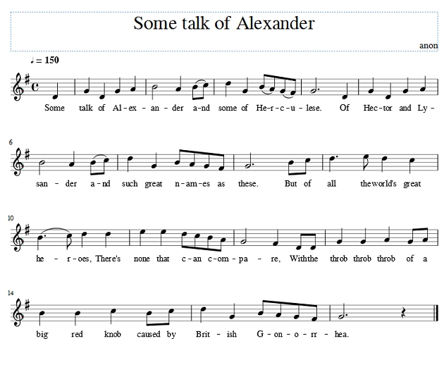 Score of Some talk of Alexander