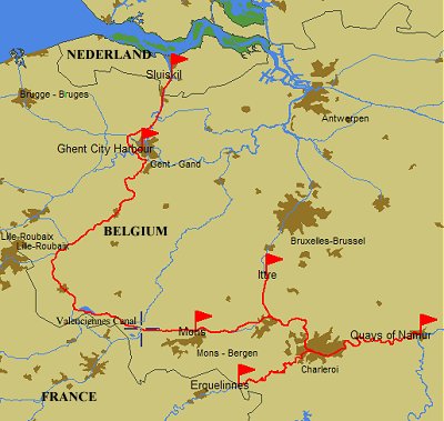 2011 route from Gent to Namur