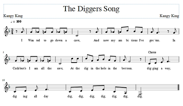 Score of The Diggers Song