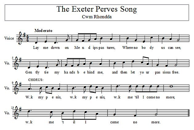 Score of the Exeter Perves song