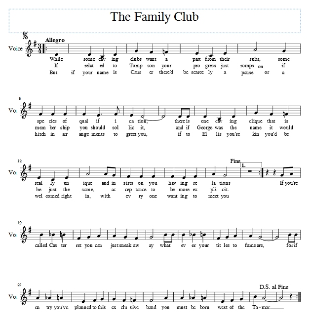 Score of The Wessex Cave Club Hymn