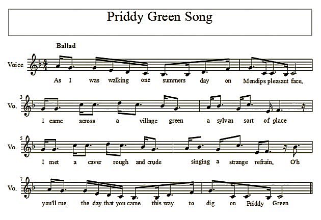 Score of The Priddy Green Song