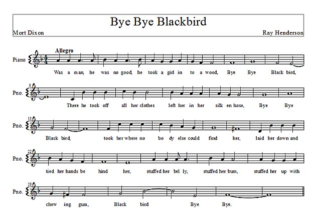 Score of Bye Bye Blackbird