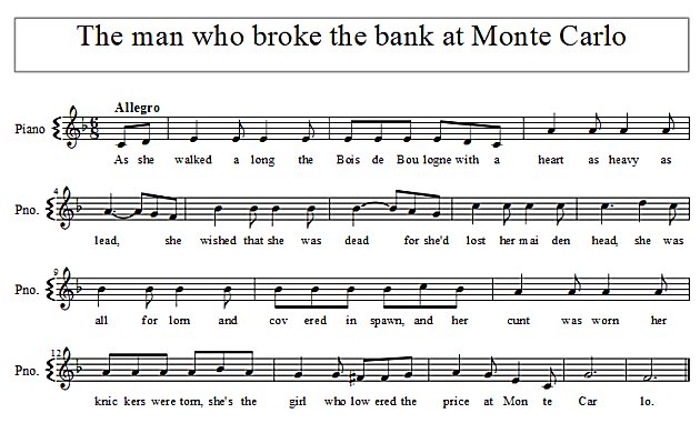 Score of The Lobster Song