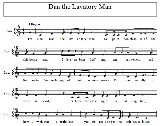 Score of There was a young lady