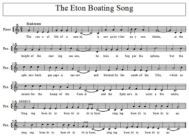 Score of The Eton Boating Song