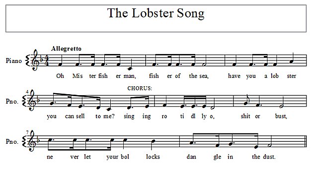 Score of The Lobster Song