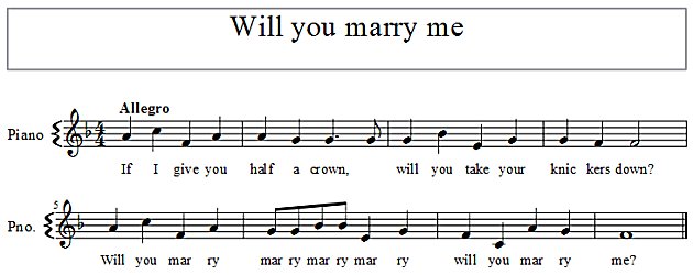 Score of Will you marry me