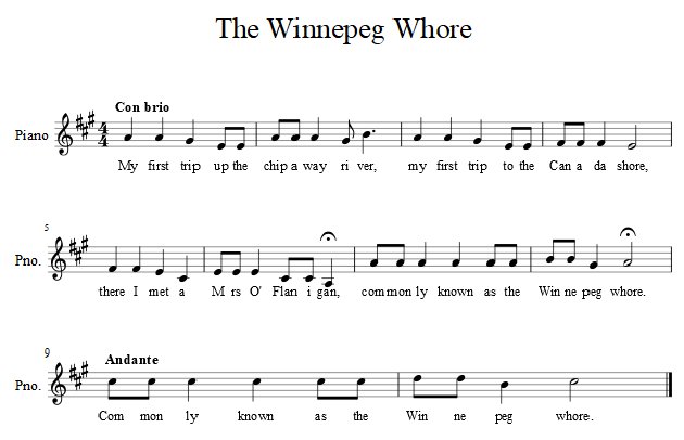 Score of The Winnipeg Whore