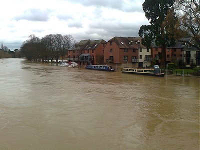 The flooded river Avon at Evesham