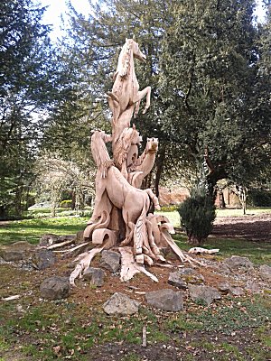 Wooden Horse sculpture at Highnam Court Garden