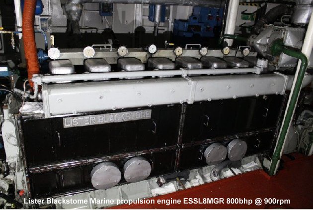 Lister Blackstome Marine propulsion engine ESSL8MGR 800bhp @ 900rpm.