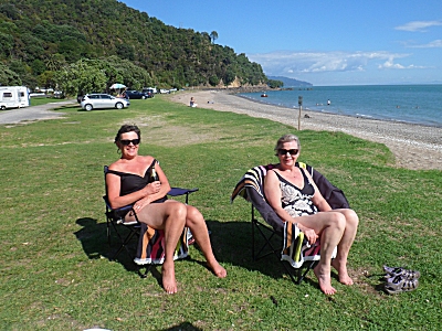 Diane and Sue on Tapu beach