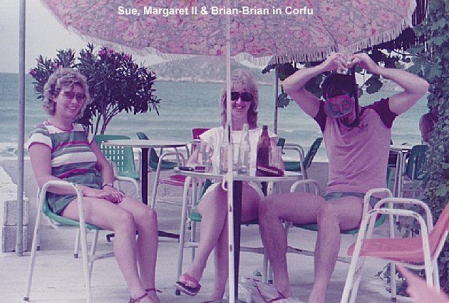 Sue, Margaret and Brian-Brian in Corfu