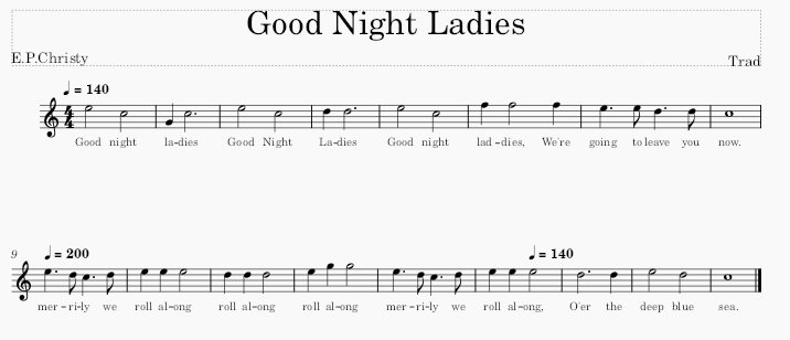 Score of Good Night Ladies