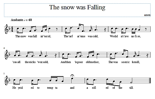 Score of The Snow was Falling