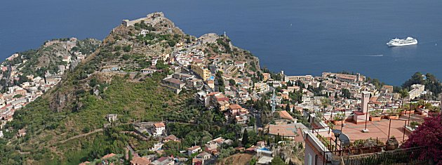 Taormina from our room balcony in Castelmolo
