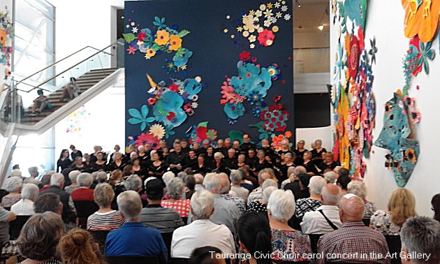 Tauranga Civic Choir carol concert in the Art Gallery.