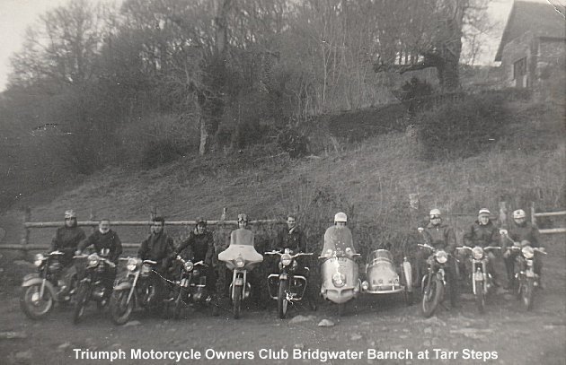 Triumph Owners Motorcycle Club at Tarr Steps.