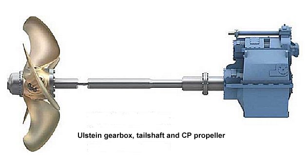 Ulstein gearbox, tailshaft and CP propeller.